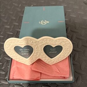 Lenox Double Heart Cream Photo Frame